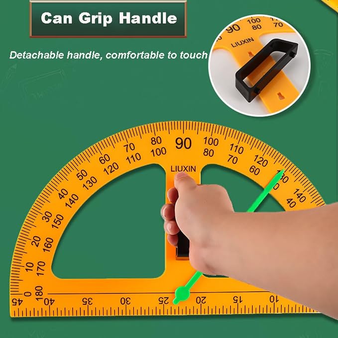 Magnetic Triangular Scale Ruler Set Drafting Tools Mathematics Protractor Pencil Compass, Math Geometry Classroom Teaching Measurement Set Oversized Ruler (4-pcs Ruler Compass Protractor)