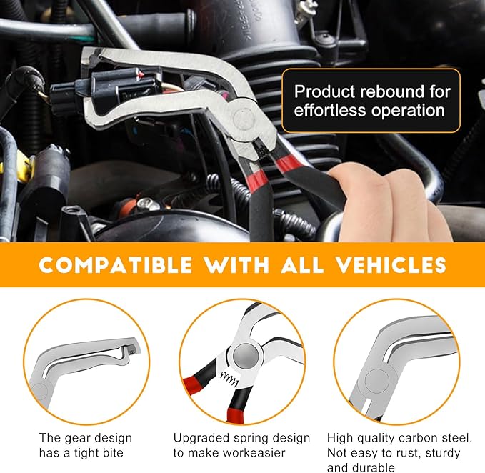 Car Clip Pliers/Disassembly Tools,Efficient Multi-Functional Automotive Snap Ring Pliers,Electrical Disconnect Pliers for Cars,Connector Separator Tool and Fuel line disconnect tool (4PCS)