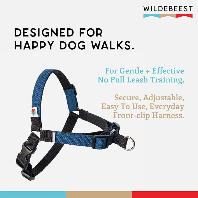 No Pull Dog Harness | Comfortable Training Harnesses | Effective No Pull Harness Design | Ideal for Small Dog and Puppy | 4-Point Adjustable (S - 18~24 inch Girth, Navy)