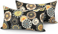 LVTXIII Set of 2 Outdoor Lumbar Pillows for Patio Furniture with White Piping, 12"x20" Fade Resistant Patio Lumbar Pillows with Inserts for Home Coach Sofa Use, Black Yellow Crosby