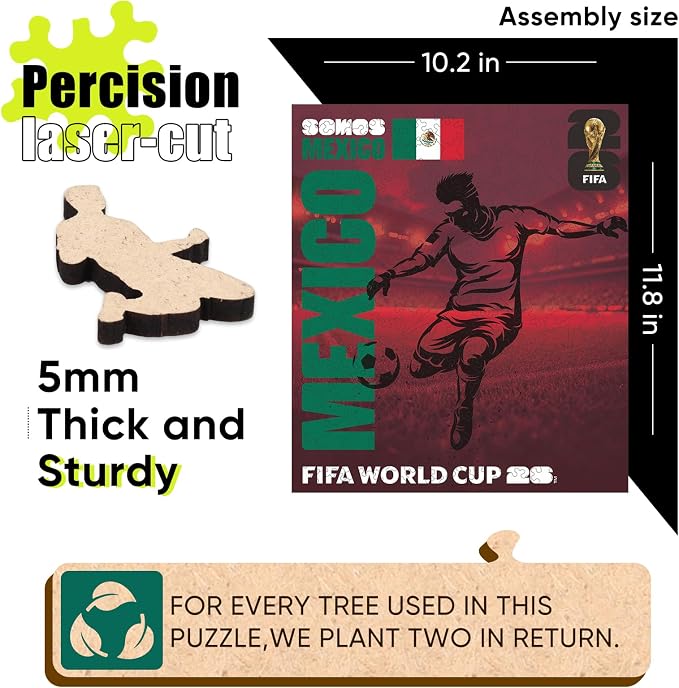 FIFA SOMOS Mexico Puzzle for Adult,200 Pieces Irregular Shape Puzzle, 5MM Thick, Creative Collectible Gift for Fans, Officially Licensed Product, 9.3 * 12"