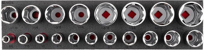 TEKTON 1/2 Inch Drive 6-Point Socket Set, 19-Piece | SHD92802 | Deep, 3/8 - 1-1/2 in., Foam Organizer