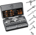 62 in 1 Magnetic Screwdriver Set, T Handle Ratchet Screwdriver Set with Case, Multi Bit & 10 Hex Sockets, Repair Tool Kit for Furniture, Bicycle, Electronics, Wactch, DIY & Gift for Men