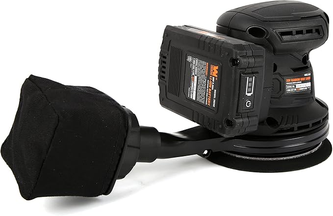 WEN Cordless Orbital Sander, Brushless with 5-Inch Random Orbit Pad, 20V Max 2.0 Ah Lithium-Ion Battery and Charger (20405),Black