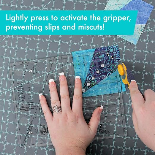 Creative Grids Kitty Cornered Quilt Ruler – CGRDH5 – Made in USA, 11in x 11in, Non-Slip Grip Acrylic Quilting, Sewing, Crafting, Patchwork Ruler & Template