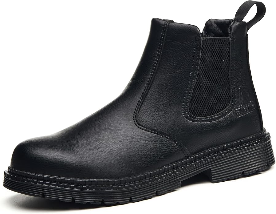 Unisex-Adults Steel Toe Chelsea Boots, Men's Industrial Construction Shoes, Waterproof, Lightweight, Comfortable, Non-slip Safety Boots