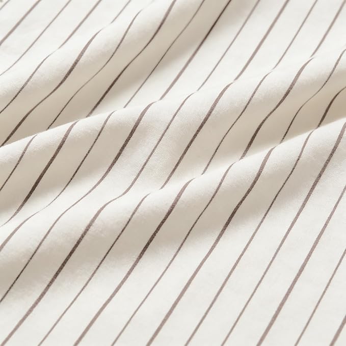 Sedefen Striped Duvet Cover Queen, Brown Stripe Bedding Set with 2 Pillowcases, Modern Minimalist Stripes Pattern Reversible Soft Breathable Microfiber Duvet Cover for All Season