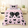 Feelyou Cute Pink Bow Comforter Set All Season Girly Bow Bedding Set with 1 Pillow Cases Love Hearts Bowknot Microfiber Kids Twin Bedclothes Bedroom Decor Duvet Quilt Breathable Soft Lightweight