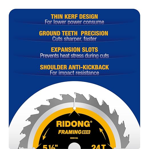 5-1/2 Inch 24 Tooth ATB Framing Circular Saw Blade, Cordless Trim Saw Blade with 5/8-Inch Arbor(5 Packs)