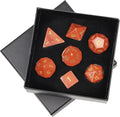 mookaitedecor 7 PCS Red Jasper Crystal Polyhedral DND Dice Set, Polished Tumbled Stones Dices for RPG MTG Table Games Home Decoration