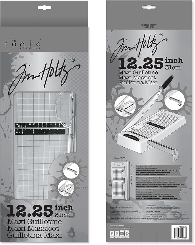 Tim Holtz Paper Cutter Tool - Maxi Guillotine Paper Trimmer for Scrapbooking, Vinyl, and Craft Paper - 12.25 Inch Cutting Length with Extendable Ruler and Grid Lines