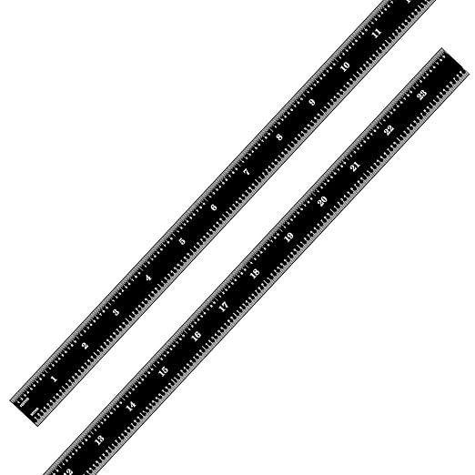 PEC Tools 24" Flexible Metal Ruler, Stainless Steel with Black Chrome Finish, High Contrast,16R Graduation (1/32", 1/64", 1/50", 1/100"), Easy to Read Machinst Rule for Professionals, Made in USA