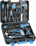 PULITUO Tool Set, 149-Piece Home Drill Set with Blue 12V Cordless Drill, Tool Box, Hand Tool Kits for Women & Men and DIY Enthusiasts, for Home Improvement