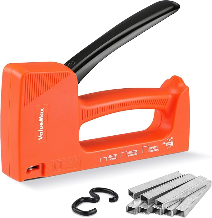 VALUEMAX Light-Duty Staple Gun Kit, Includes 1600PCs 5/16'' Staples, Manual JT21 Staples, for Upholstery, Material Repair, Decoration, Furniture, DIY Use