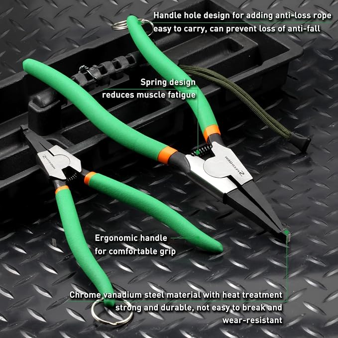 SPEEDWOX 2 Pcs Special Angle Tip Lock Ring Pliers Set for Removing & Installing Gearshift Locking & Spring Loaded Snap Rings