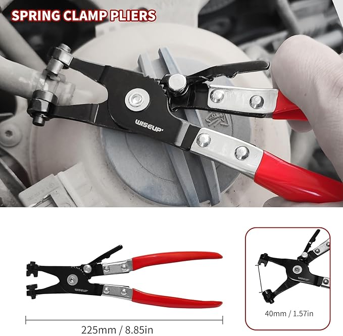WISEUP 8-Piece Fuel Line Disconnect Tool Set – Fuel Line/Hose Clamp/Removal Pliers, Electrical Disconnect/Push Pin Tools, Relay Puller, Panel Clip Remover & Filter Caliper