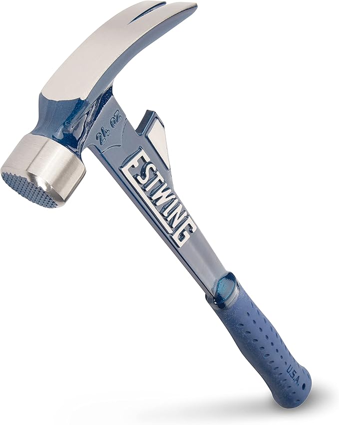 ESTWING Hammertooth Hammer - 24 oz USA Made Long Handle Straight Rip Claw Hammer with Milled Face & Shock Reduction Grip - E6-24TM
