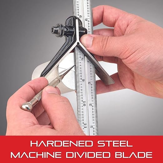 Starrett Steel Combination Square with Square Head and Center Head - 12" Blade Length, Hardened Steel, Reversible Lock Bolt, Scriber, Spirit Level, 4R Graduation Type -11HC-12-4R