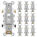 AIDA 15 Amp Toggle Light Switch, 4 Way, Grounding Screw, Residential Grade Electrical Wall Switch, UL Listed (White, 10 Pack)