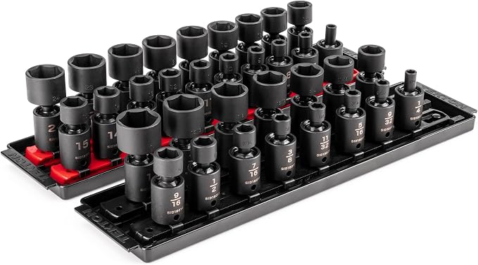 TEKTON 3/8 Inch Drive Universal Joint Impact Socket, 34-Piece | SID97201 | (1/4 - 1 in., 6 - 24 mm), Shallow, 6-Point