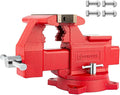 4.5" Heavy-Duty Bench Vise Ductile Iron Bench Vise 360° Swivel Bench Vice with Anvil, Red