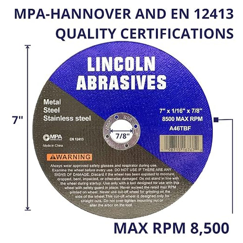 100-Pack 7" x 1/16" x 7/8" Cut-Off Wheels Metal & Stainless Steel