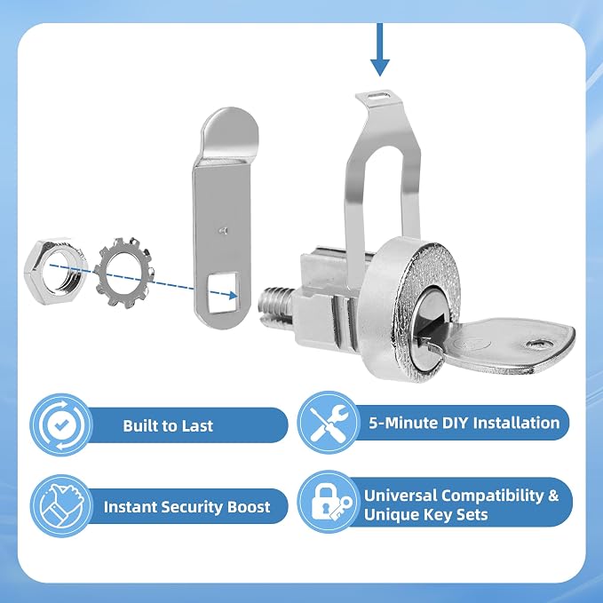 Mailbox Lock for L-1172C | USPS Mail Box Latch Tool Box Lock, C9100 Letterbox Lock, 3 Keys and C7120 Cam Replacement Accessories, Nickel Finish
