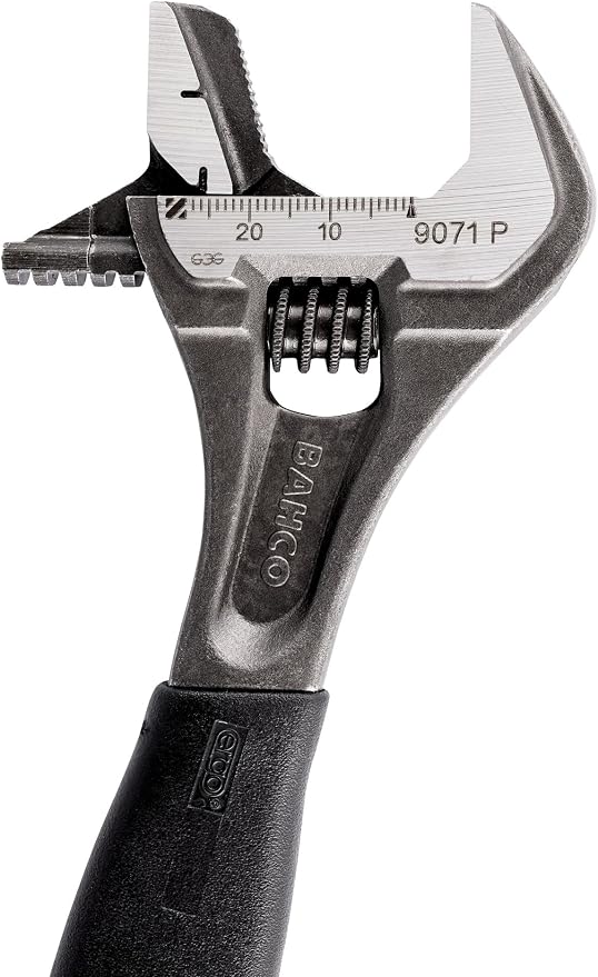 Bahco BAH9071RPUS 8" SAE Ergo Combination Adjustable/Pipe Wrench with Handle, Dual-Purpose Reversible Jaw for Max Grip, Comfort, and Slim Head for Tight Spaces in Plumbing and Maintenance Tasks | Plumbing And Maintenance Use, Reversible Jaw Design, Tig...