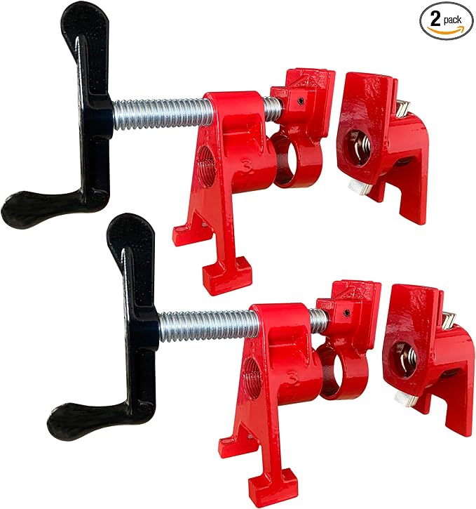 HimaPro 3/4" H-Style Professional Pipe Clamp Set, 2-Pack | Quick-Release Design for Woodworking, Carpentry, Home Improvement & DIY