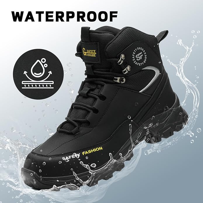 Work Boots for Men,Lightweight Breathable High Top Steel Toe Boots,Indestructible Steel Toe Shoes,Non Slip Safety Work Shoes.
