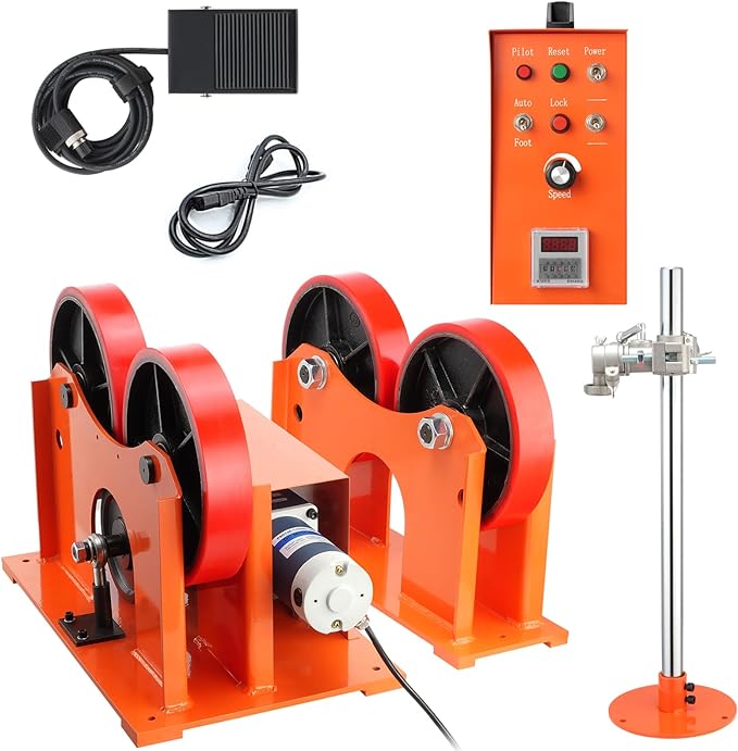 VEVOR 110V Linkage Roller for Welding, Supports 1000KG/2205LBS, Speed 80-1600 mm/min, Adjustable Diameter 25-1400mm, Includes Rotary Positioner & Torch Stand for Enhanced Welding Efficiency