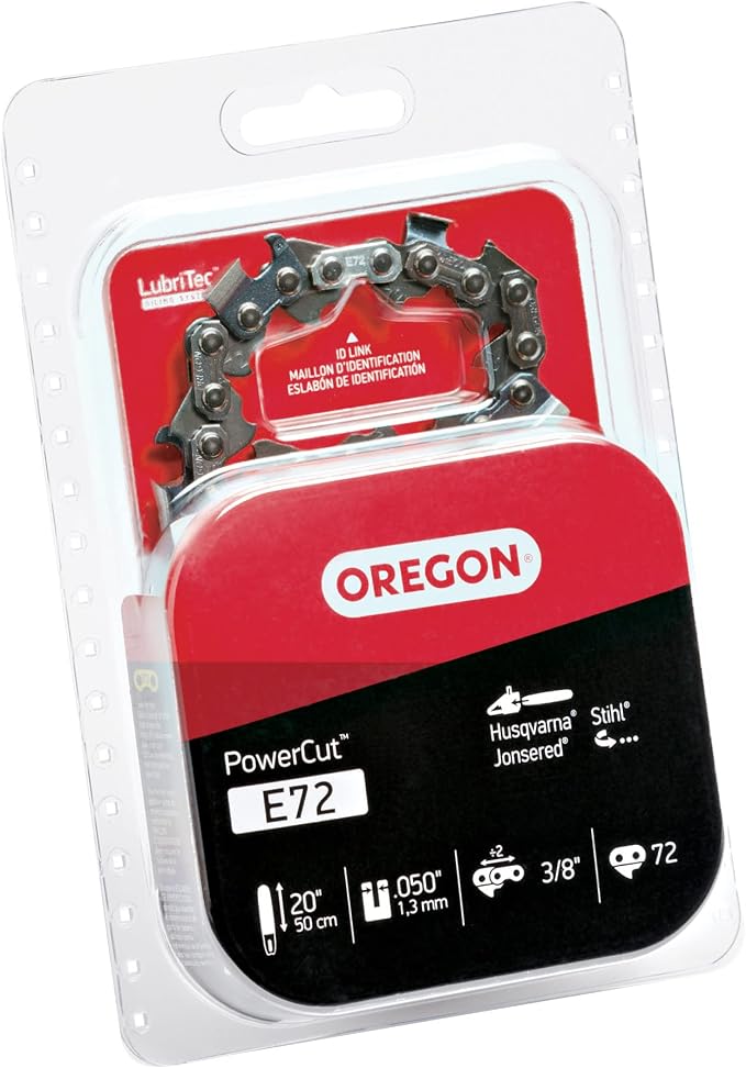 Oregon Chainsaw Chain for 20" Bar, 3/8" Pitch, .050" Gauge, 72 Drive Links | PowerCut Replacement Saw Chain, Fits Echo, Husqvarna, Poulan, Craftsman, Makita, Stihl and More