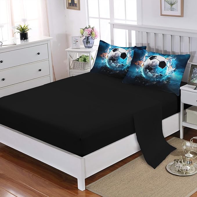 Kids Football Comforter Set,Bed in a Bag Full Size 7 Pieces,Sports Themed Bed Set for Boys Teens,7Pcs Bedding Set with Comforter,Fitted Sheet,Flat Sheet,Pillowcases.