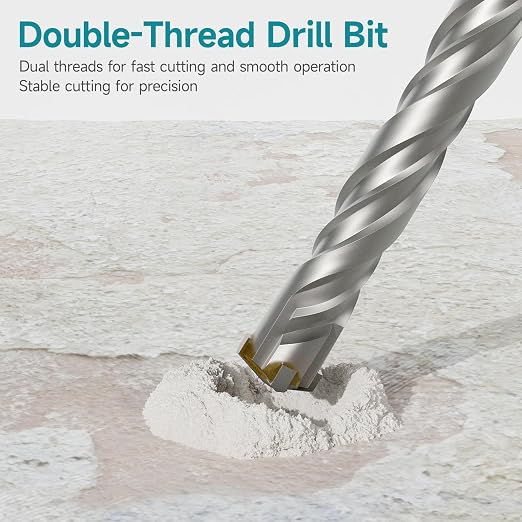 5/16 Inch x 12.2 Inch SDS Plus Rotary Hammer Drill Bit, Cross Tip Double Threaded Carbide Tipped for Concrete, Brick, and Stone (5/16" x 10.5" x 12.2")