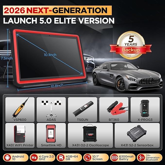 Launch X431 PRO3S+ V5.0,2026 Upgrade All-in-One Bidirectional Scan Tool,HD Trucks Scan,Topology Map,ECU Code,55+ Service,Full System,CANFD&DOIP,DBSCar VII VCI 2-Year Update