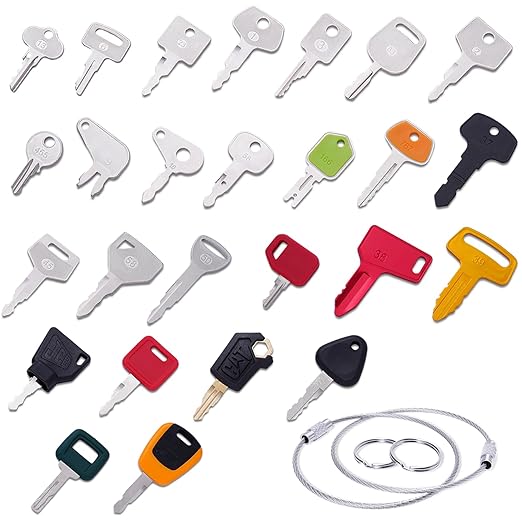 26 Heavy Equipment Master Keys, Construction Mchinery Key Set for Cat Caterpillar John Deere Case Bobcat JLG JCB Volvo Hyster New Holland Yanmar Takeuchi Kubota Komatsu