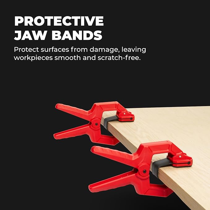 BUILDSOMETHING Edge Band Spring Clamp - Home Improvement Hand Tools - Adjustable Band Clamps for Woodworking, Carpentry & More - Set of 4