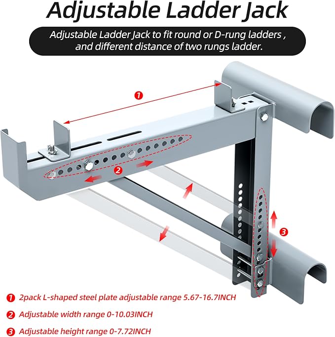 Colinktool Ladder Jacks,Short Body Ladder Jacks-2Pack, Siliver