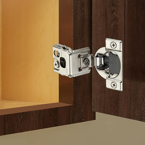 10 Pack (5 Pairs) 1-1/2" Overlay Soft Close Cabinet Hinges, Satin Nickel Stainless Steel Concealed Hinges with 3D Self-Closing for Face Frame Doors & Kitchens