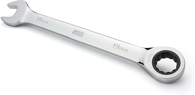 Jaeger 19 mm TIGHTSPOT Ratchet Wrench with Precision Movement and Hardened, Polished Steel for Projects with Metric Tight Spaces