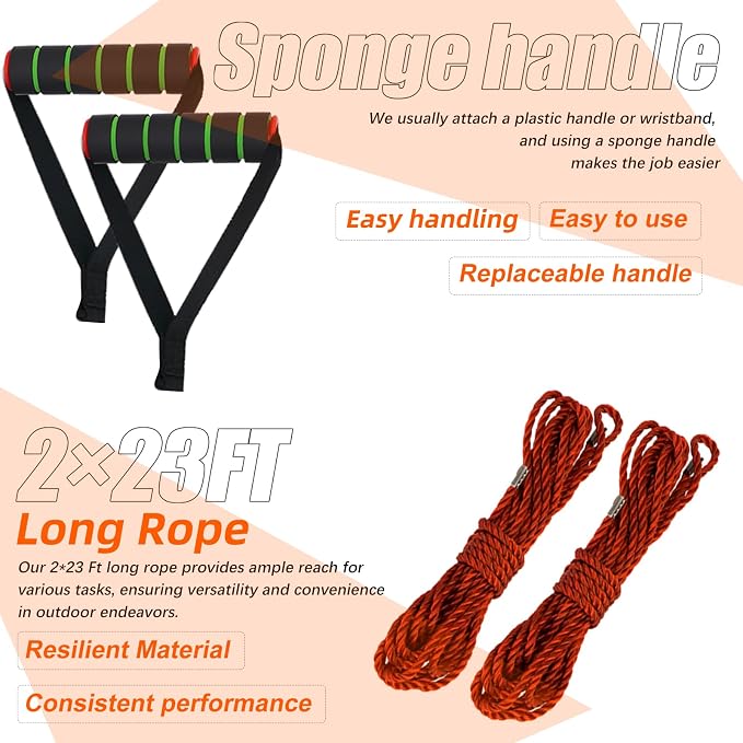 Rope Saw for Tree Limbs, 55 Inch Rope Chain Saw with 70 Sharp Teeth ＆ 46 Feet Ropes Kit, Rope Saw Tree Saw High Limb Rope Chainsaw, Pocket Chainsaw