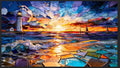 Leodozzio 1000Pcs Wooden Jigsaw Puzzle Sunset Lighthouse Decor 17x23.2in | 5mm think safe wood,hand-painted unique shape pieces,Sunset Lighthouse art Decor,relaxing brain teaser,Gift for Adults&Teens