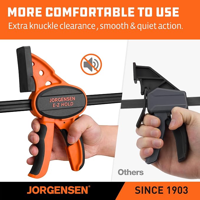 Jorgensen 36" E-Z Hold Medium-Duty Bar Clamps, 400 lbs Load Limit, 2-Pack