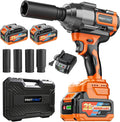 Protmex 1107Ft-lbs(1500N.m) Cordless Impact Wrench, 1/2" Brushless Impact Driver, High Torque Impact Gun with 21V 2x4.0Ah Battery, Power Motor Variable Speeds for Car/Mower/Pickup Truck