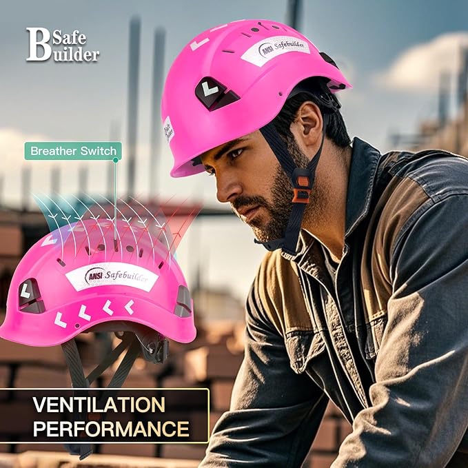 Construction Safety Helmet ABS Hard Hat Adjustable Ventilation System Hardhats Industrial Work Head Protection for Men Certified ANSI/ISEA Z89.1