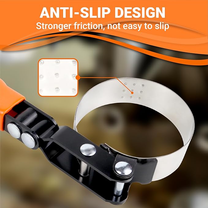 Anti-Slip Swivel Oil Filter Wrench - Removal Tool for Car Repairs, Medium Size Fits Filters 2-3/4" to 3-1/4"