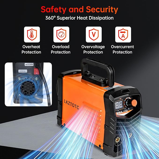 130A Stick Welder 110V, Mini Arc Welder Machine, IGBT Inverter Portable Welding Machine Kit for Home DIY Beginners, with Gloves, Welding Mask, 10 Rods & Wire Brush(Orange)