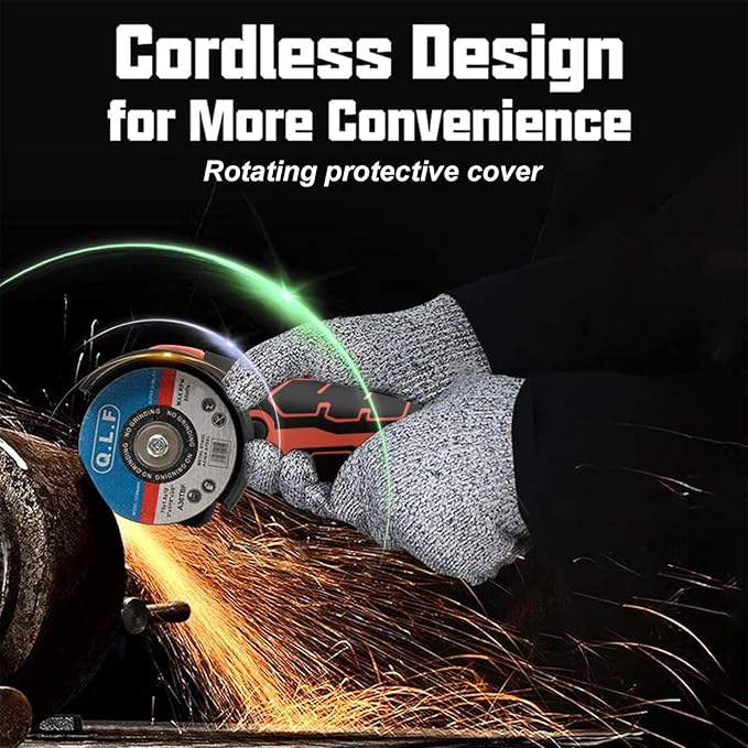 ZFULVO Cordless Brush Angle Grinder Kit, 19500rpm Mini Electric Angle Grinding Tool with 2pcs 16.8V 2000mAh Batteries and 6-Cutting Discs, Grinder Handheld Cutter for Metal Wood