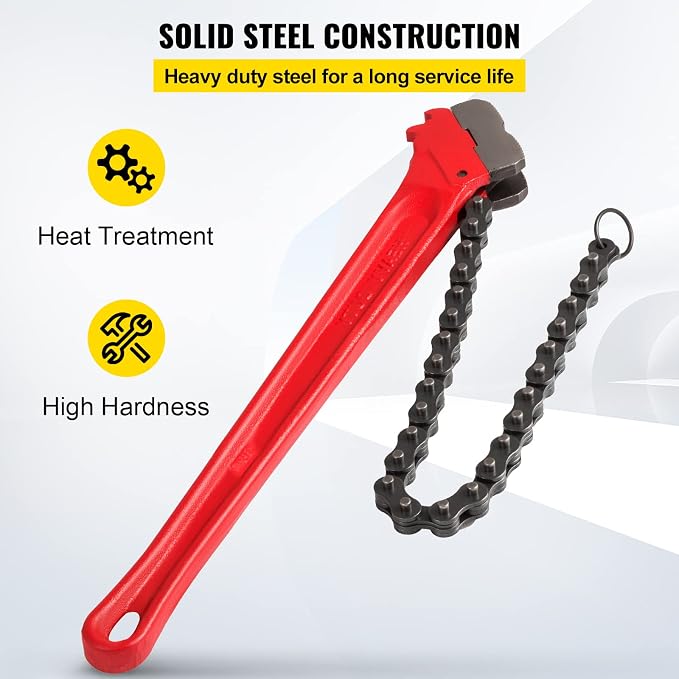 Mophorn Heavy Duty Oil Filter Chain Wrench, 36 inch, Double-Jaw & Anti-Skip Teeth, Ergonomic Handle, Rustproof Chain 30 inch