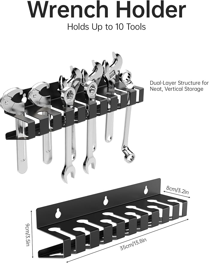 NiHome Wall Mount Hand Tool Storage Set with Magnet, Screwdriver Organizer, Pliers Holder, Hammer Rack & Wrench Holder, 4PCS Metal Organizer for Garage, Workshop, Shed, Anti-Corrosion, No Rust